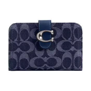 COACH Tabby Denim With Calfskin Wallet Mini Women's Dark Blue
