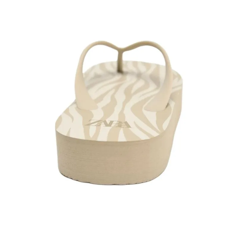 ZARA Abrasion Resistant Flip Flops Women's Beige-4