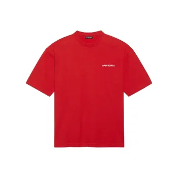 Balenciaga T Shirt Men's Red Loose Fit Style