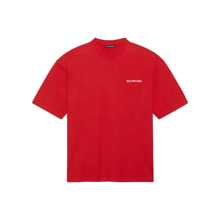 Balenciaga T Shirt Men's Red Loose Fit Style-0