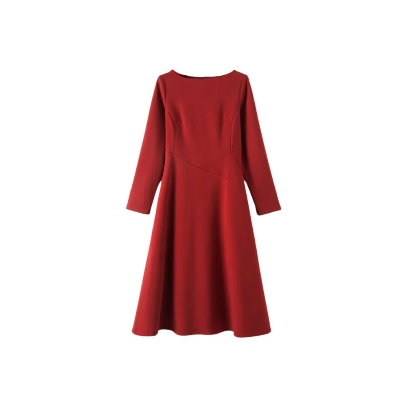 Late White Long Sleeved Dresses Women's-1