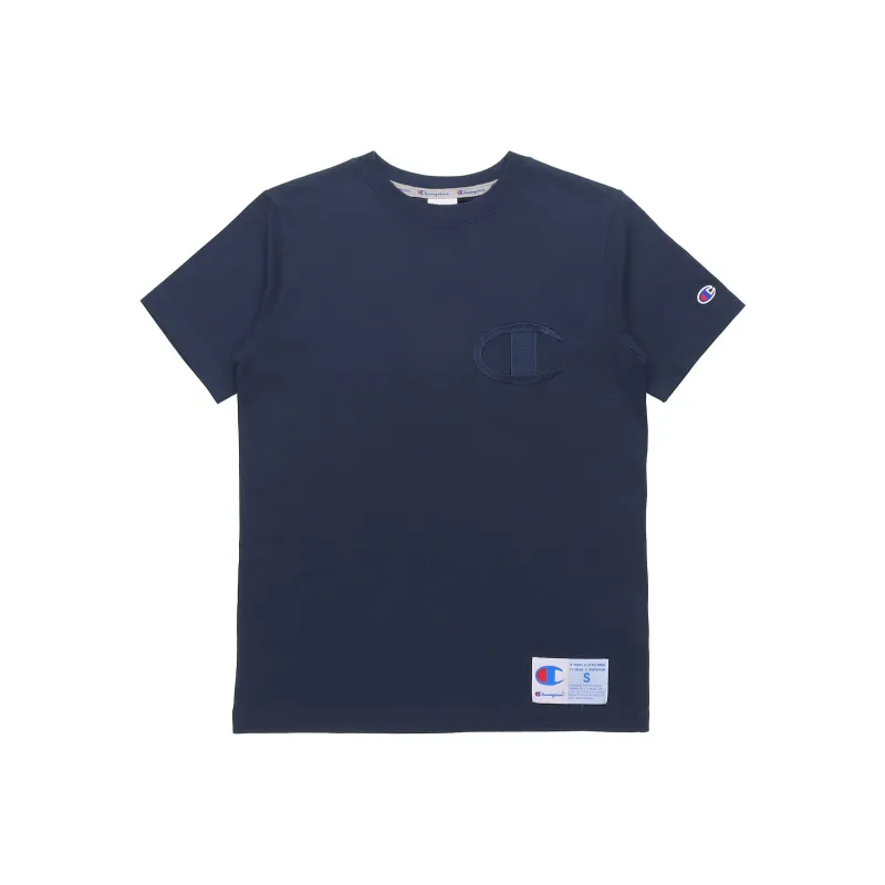 Champion Crew Neck Straight T Shirt Japan Version Men's Navy Blue-0