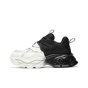 MOERBAI Lava Series Wear Resistant Breathable Height Increasing Low Top Chunky Sneakers Men's White Black