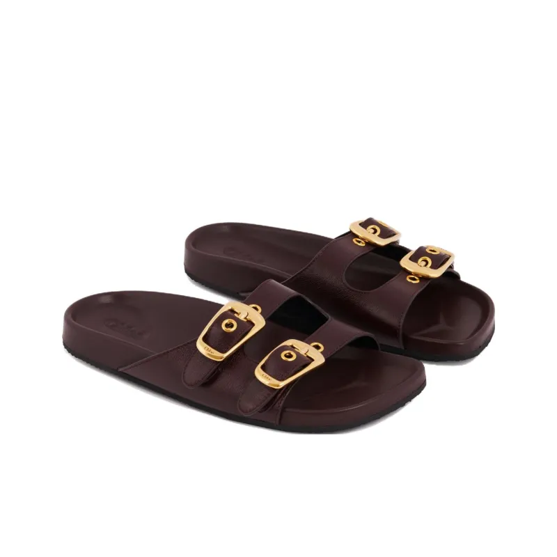 Chloe PU Polyurethane Slip Resistant Slide Slippers Women's Dark Brown-2