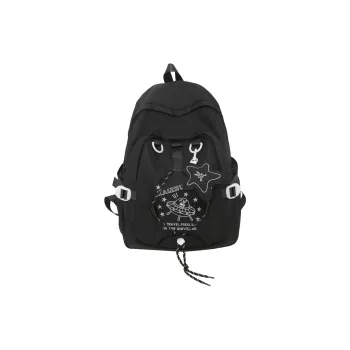Travel Nylon Backpack Regular Unisex Black/White/Pink