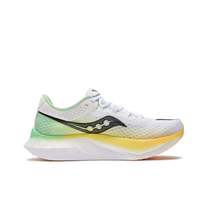 Saucony Endorphin Pro 4 Anti Slip Wear Resistant Low Top Running Shoes Unisex White Black Green-1