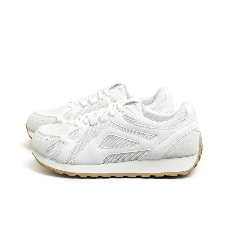 DEERWAY Cushioning Height Increasing Abrasion Resistant Lightweight Mat Low Top Casual Shoes Women's White-1