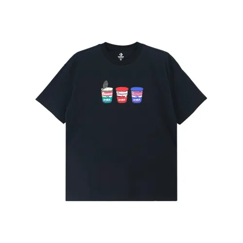 Converse Drop Shoulder Sleeve T Shirt Unisex Black