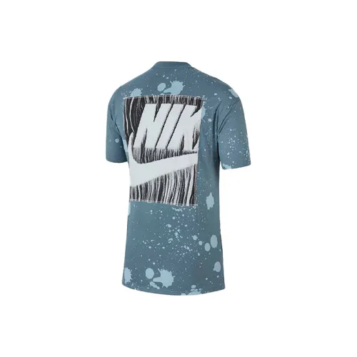 Nike T Shirts Men Silver Blue