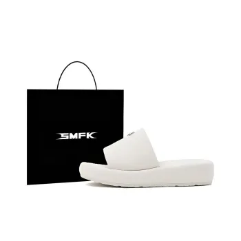 SMFK Rubber Sole Slip Resistant Slide Slippers Women's Snow Mountain White