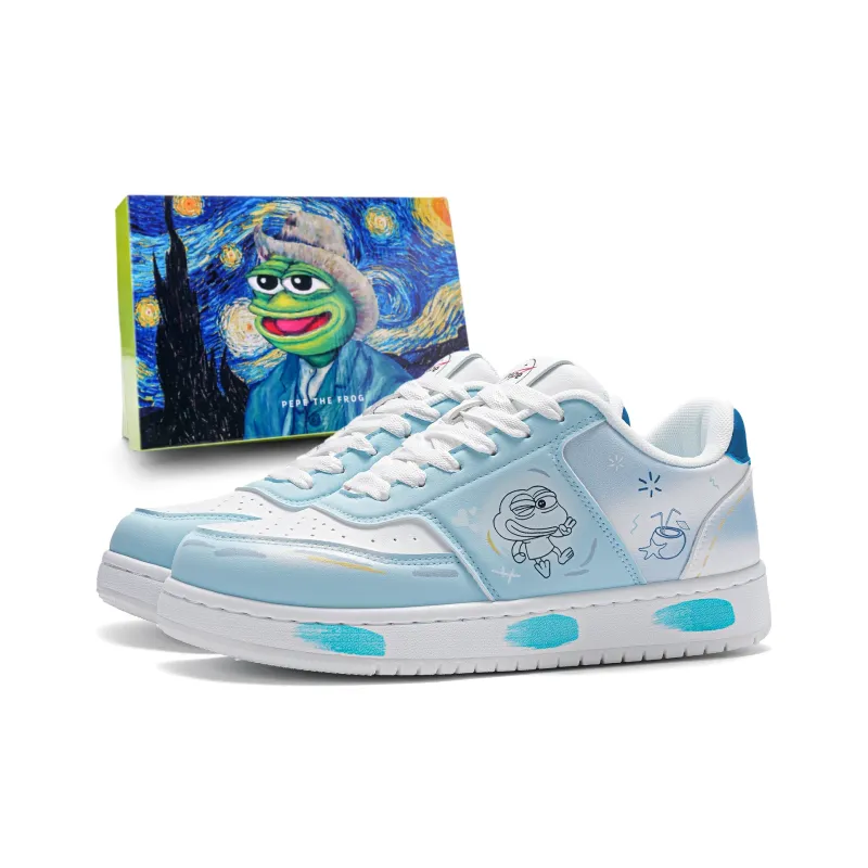 Pepe The Frog Anti Slip And Wear Resistant Balance Height Increasing Coverage Low Top Skateboard Shoes Unisex-35