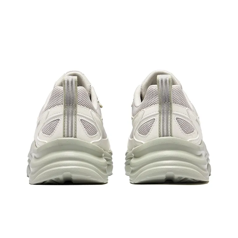 Erke Wear Resistant Breathable Height Increasing Low Top Casual Shoes Men's Gray White-3