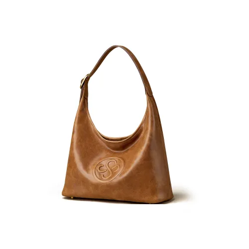 KAISER Top Grain Oil Wax Cow Leather Shoulder Bag, Shoulder Bag Regular Women's Amber/Black