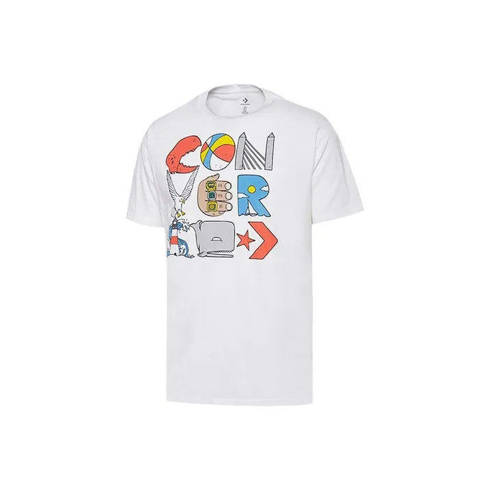 Converse Cartoon Printing T Shirt Men's White-0