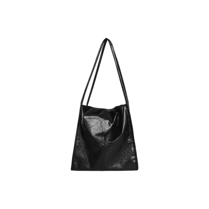 Kikawa Card PU Tote Bag, Shopping Bag, Shoulder Bag Medium Size Women's Black-4