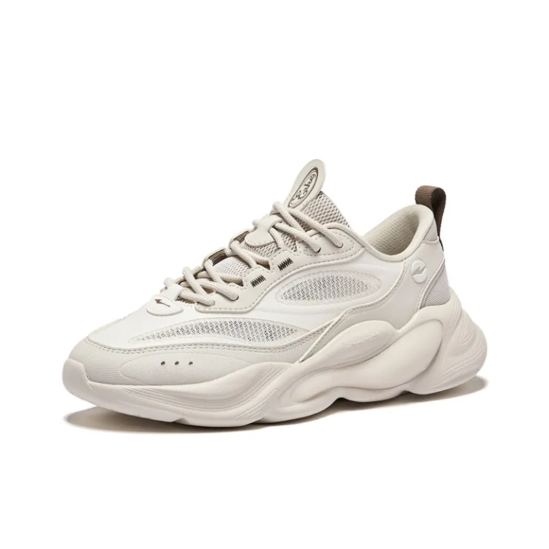 Erke Wear Resistant Breathable Height Increasing Low Top Casual Shoes Women's Pale Gray Microcrystalline White-2