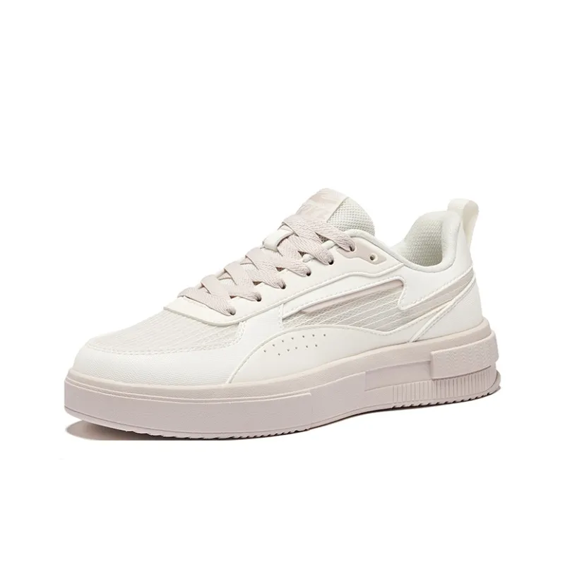 Erke Anti Slip Wear Resistant Low Top Skateboard Shoes Women's Microcrystalline White Pink Brush Gray-2