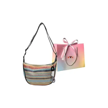 Yalu Straw Woven Shoulder Bag Crossbody Bag Regular Women's Black/Brown