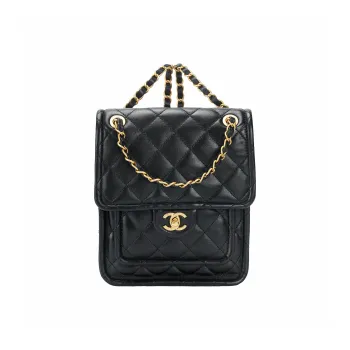CHANEL Lambskin Backpack Women's Black