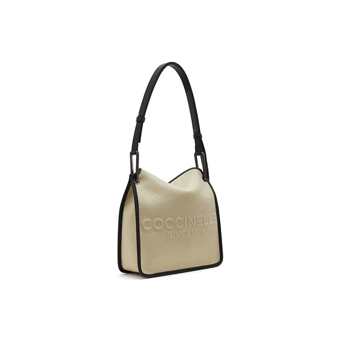 COCCINELLE Fabric With Cow Leather Newsboy Bag, Handbag, Shoulder Bag Small Size Women's-1
