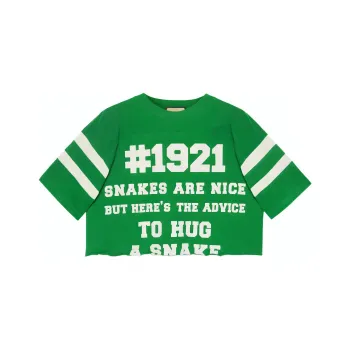 GUCCI SS21 1921 Series Alphabet Numeric Printing Short Sleeve T Shirt Green