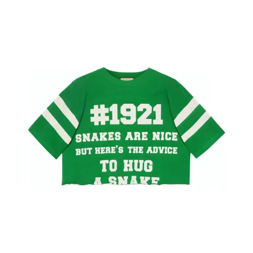 GUCCI SS21 1921 Series Alphabet Numeric Printing Short Sleeve T Shirt Green