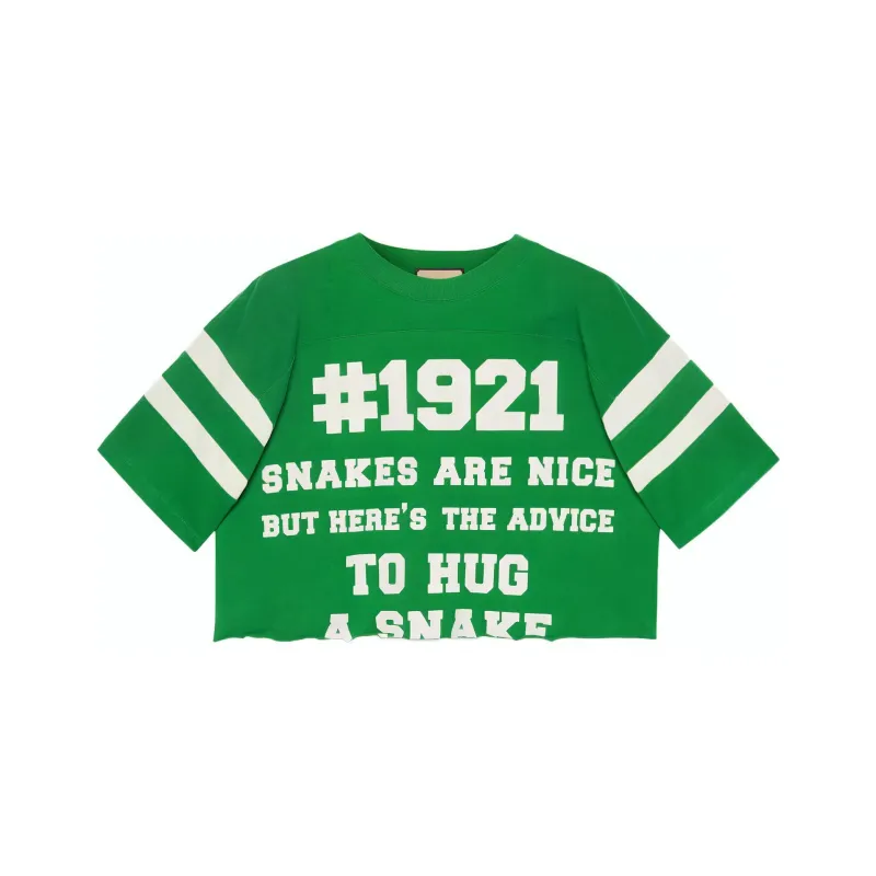 GUCCI SS21 1921 Series Alphabet Numeric Printing Short Sleeve T-Shirt Green-0