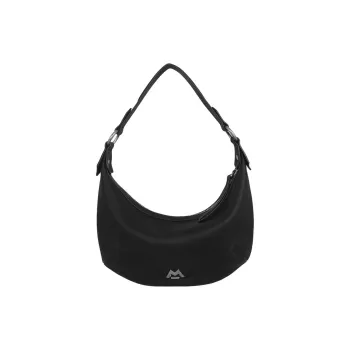 Kikawa Card Synthetic Leather Crescent Bag Hobo Shoulder Bag Medium Size Women's Black