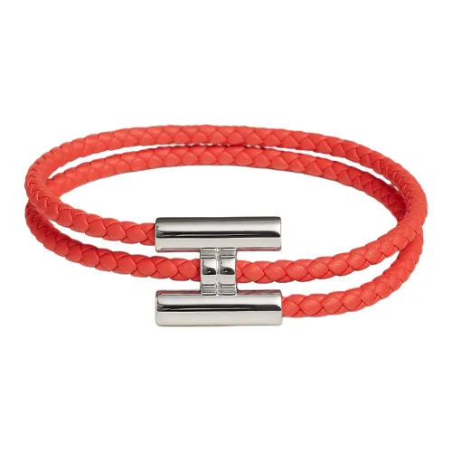 HERMES Calfskin Bracelets Unisex Pink