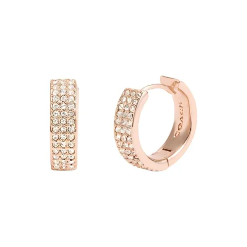 COACH Brass Plated, Glass, Cubic Zircon, Copper Plated Earrings Women's Rose Gold