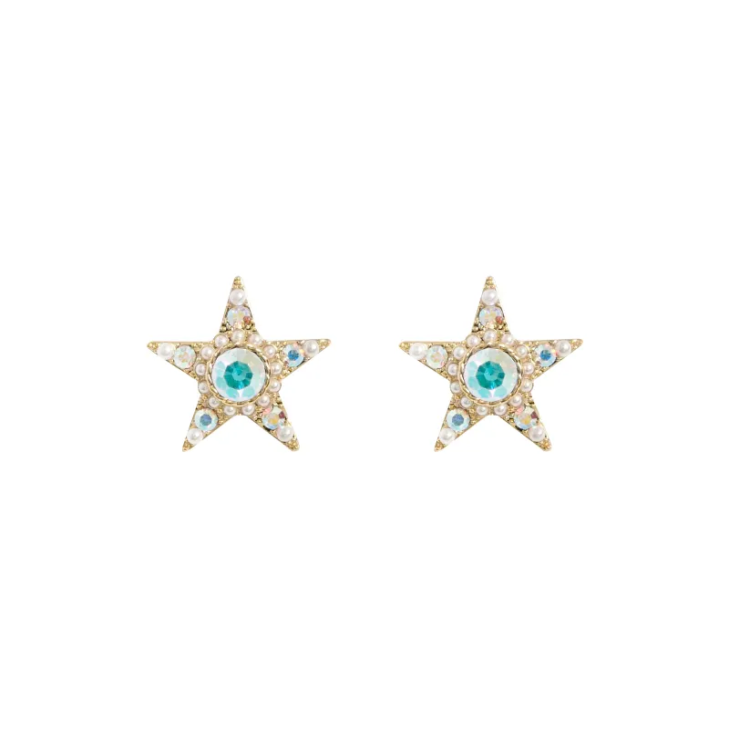 KEYS VIA Copper Alloy Faux Pearl Rhinestone 925 Sterling Silver Needle Stud Earrings Women's-0