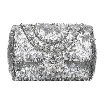 CHANEL Silver Plated Shoulder Bag Regular Women's Silver