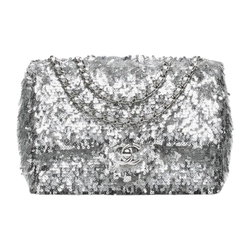 CHANEL Silver Plated Shoulder Bag Regular Women's Silver-0