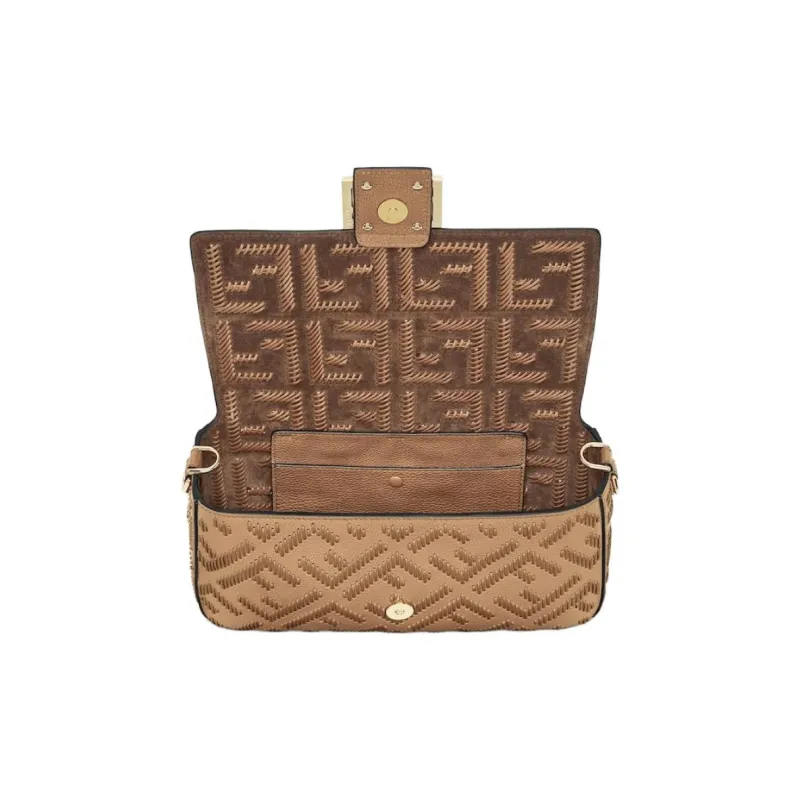 FENDI Baguette Calfskin Baguette Bag, One Shoulder Handbag Medium Size Women's Beige-3