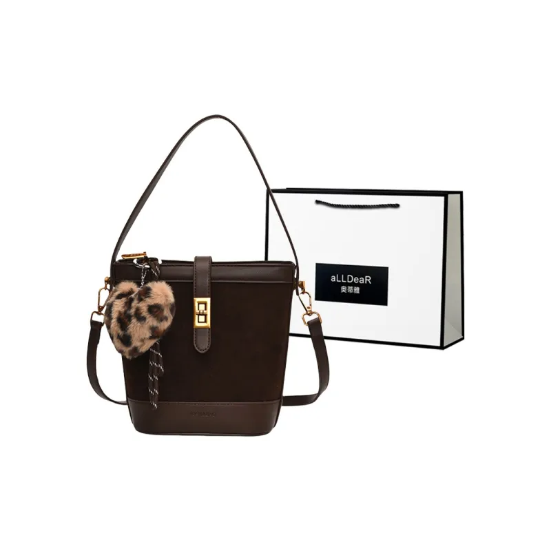 ALLDeaR PU Handbag Women's Leopard Print Coffee-4