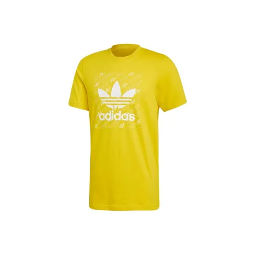 Adidas Originals MONOGRAM SQUARE Retro T Shirts Men Yellow