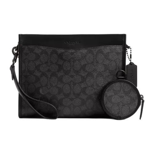 COACH Hitch Canvas Crossbody Bag Shoulder Bag Medium Size Men's Charcoal