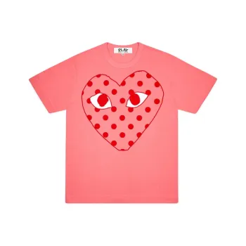 Comme Des Garcons Play Pastelle Polka Dot Red Heart T shirt