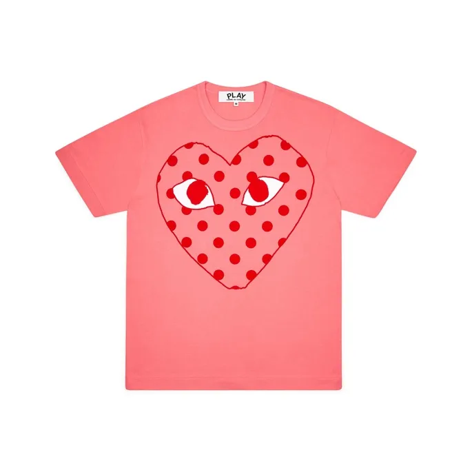 Comme Des Garcons Play Pastelle Polka Dot Red Heart T shirt-0