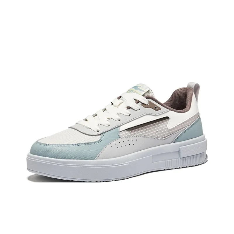Erke Anti Slip Wear Resistant Low Top Skateboard Shoes Men's White Smoke Rain Blue-2