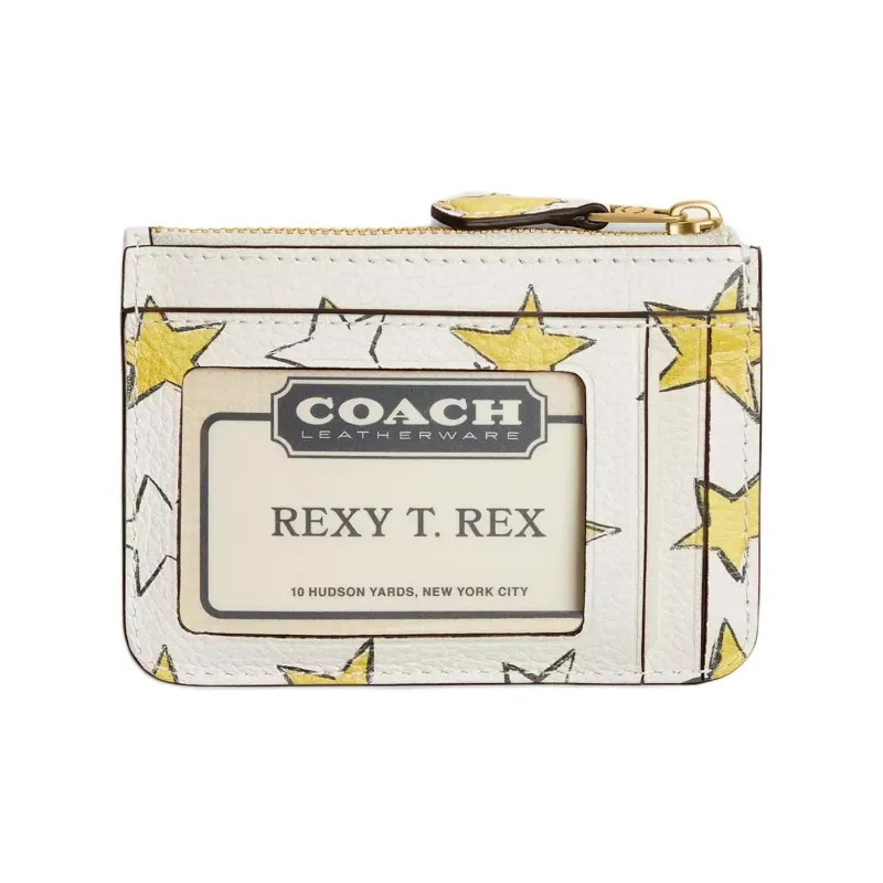 COACH Essential Leather Card Holder Women's White & Yellow-1