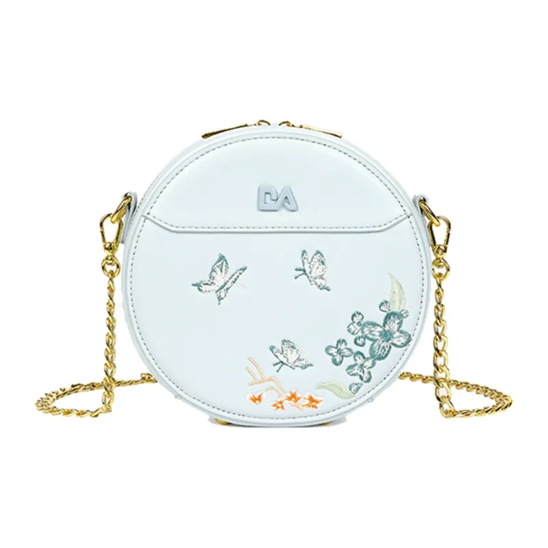 DAPHNE PU Small Round Bag Shoulder Bag Regular Women's Blue/White-0