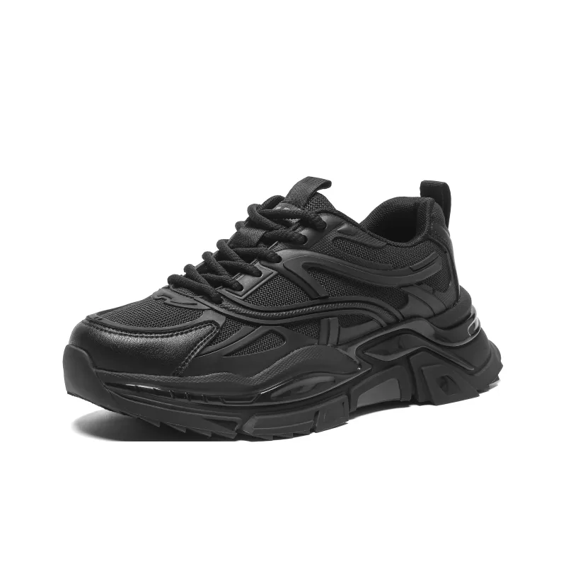 JEEP SPIRIT Black Myth Slip Resistant, Breathable, Height Increasing Low Top Chunky Sneakers Men's Black-2