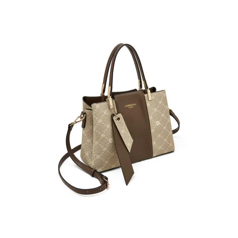 Old Man's Head Synthetic Leather Crossbody Handbags Regular Women's Dark Brown/Cream Apricot-10