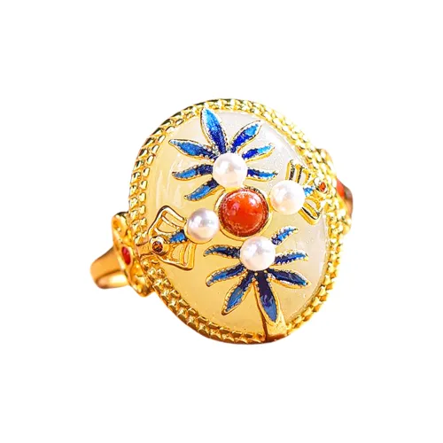 Jade Ink Love Hetian Jade Rings White Jade Women's