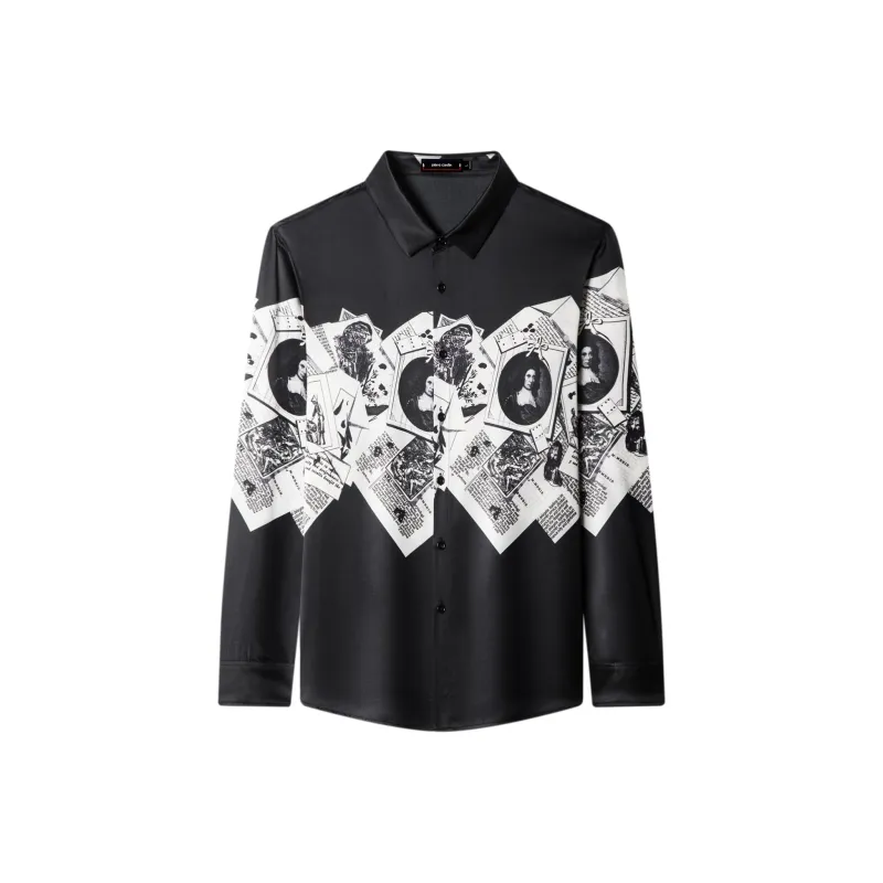 PIERRE CARDIN Shirt Men's Black White-0