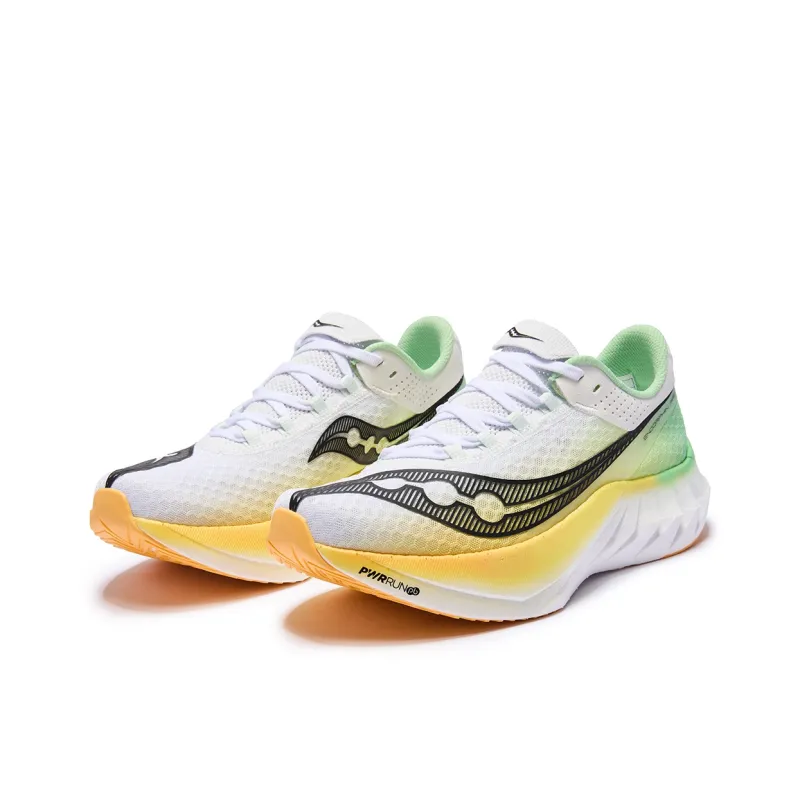 Saucony Endorphin Pro 4 Anti Slip Wear Resistant Low Top Running Shoes Unisex White Black Green-2