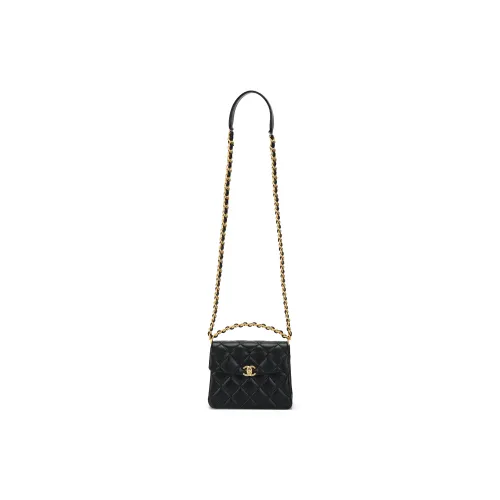 CHANEL Embossed Shiny Calfskin Lipstick Bag Handbag Shoulder Bag Crossbody Bag Mini Women's Black