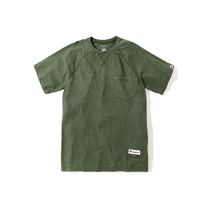 Champion Straight T-Shirt US Version Unisex Army Green-0