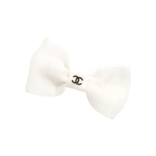 CHANEL Silk Quality Hair Clips Women's White
